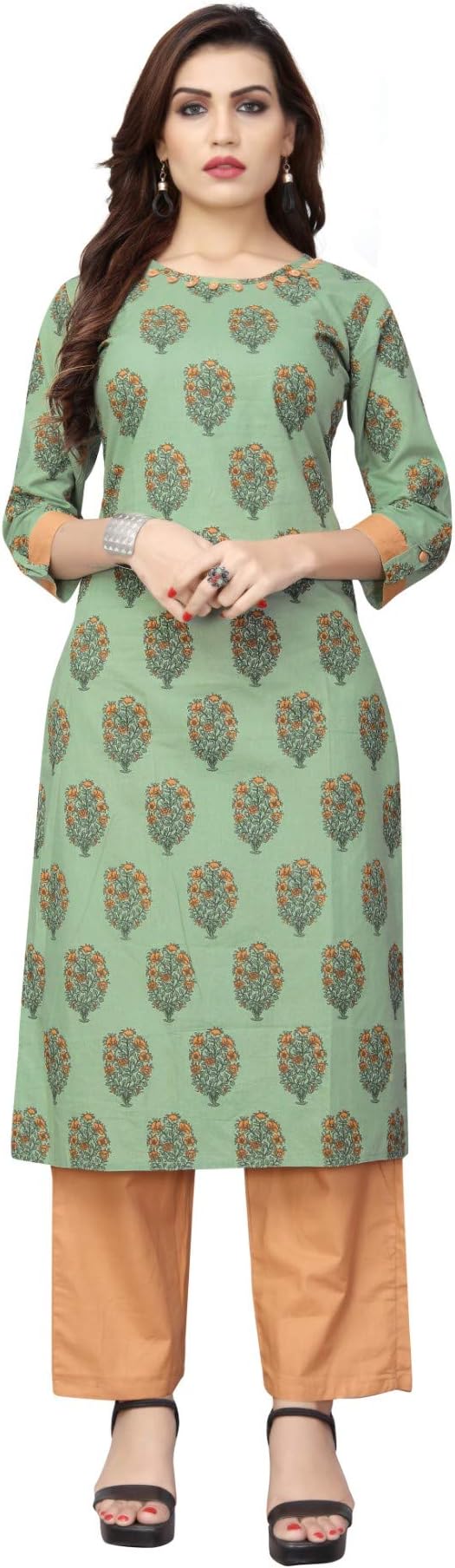 Women's Rayon Embroidered & Printed Kurti and Palazzo Set