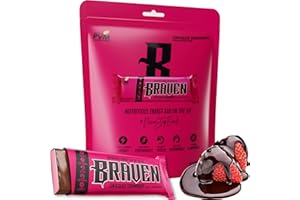 Braven Bar Chocolate Strawberry Energy Bars (1.59 oz, Pack of 10) – Energy Chews with 5g Protein – On-the-Go Energy Snacks for Running, Hiking, and Sports - Gluten Free Snacks for Sustained Energy Boost