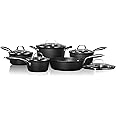 Starfrit The Rock Diamond 10PC Non-Stick Set Cookware, Regular, Black