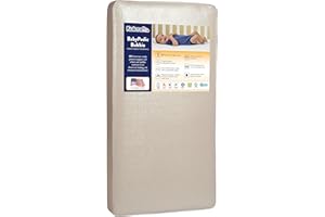 Kolcraft BabyPedic Bubbie Waterproof Crib and Toddler Mattress, Extra-Firm Coil Support, Breathable Comfort, Non-Toxic, GREENGUARD Gold Certified, Made in USA, 52x28, Natural