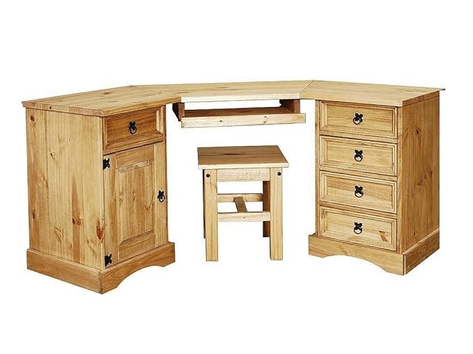 CRANTOCK FARMHOUSE PINE CORNER COMPUTER DESK Amazon.co.uk Kitchen & Home