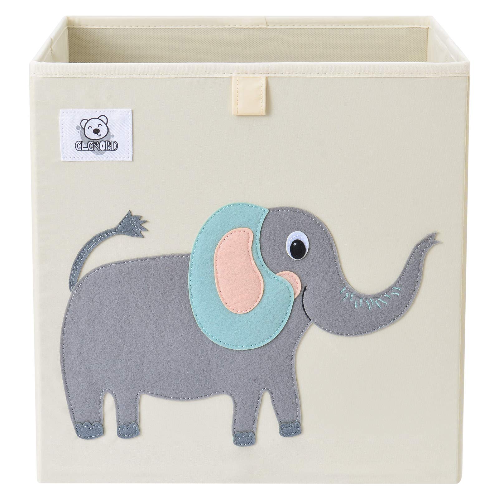 CLCROBD Foldable Animal Cube Storage Bins Fabric Toy Box/Chest/Organizer for Toddler/Kids Nursery, Playroom, 13 inch (Cute Elephant)