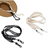 ArrErr 2 Pack Sun Hats Chin Strap Replacement Bucket Hat Strap Clips Windproof Adjustable Wide Lace Chain Cord for Boonie Hat Wide Brim Fishing Hat Ponytail Safari Sun Hat Straw Panama Hat Beach Hat