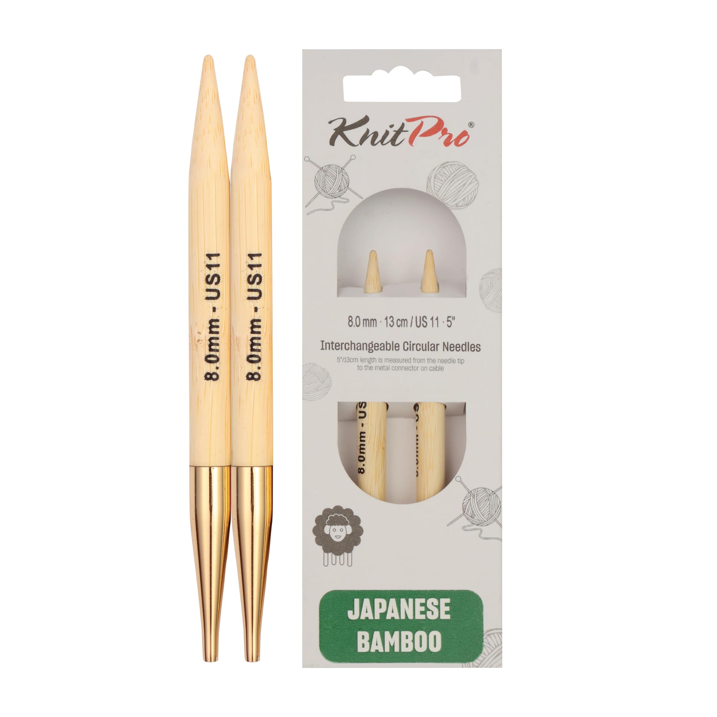 KnitPro Bamboo Interchangeable Circular Needles 5" (13cm) | 8.00mm — image 1