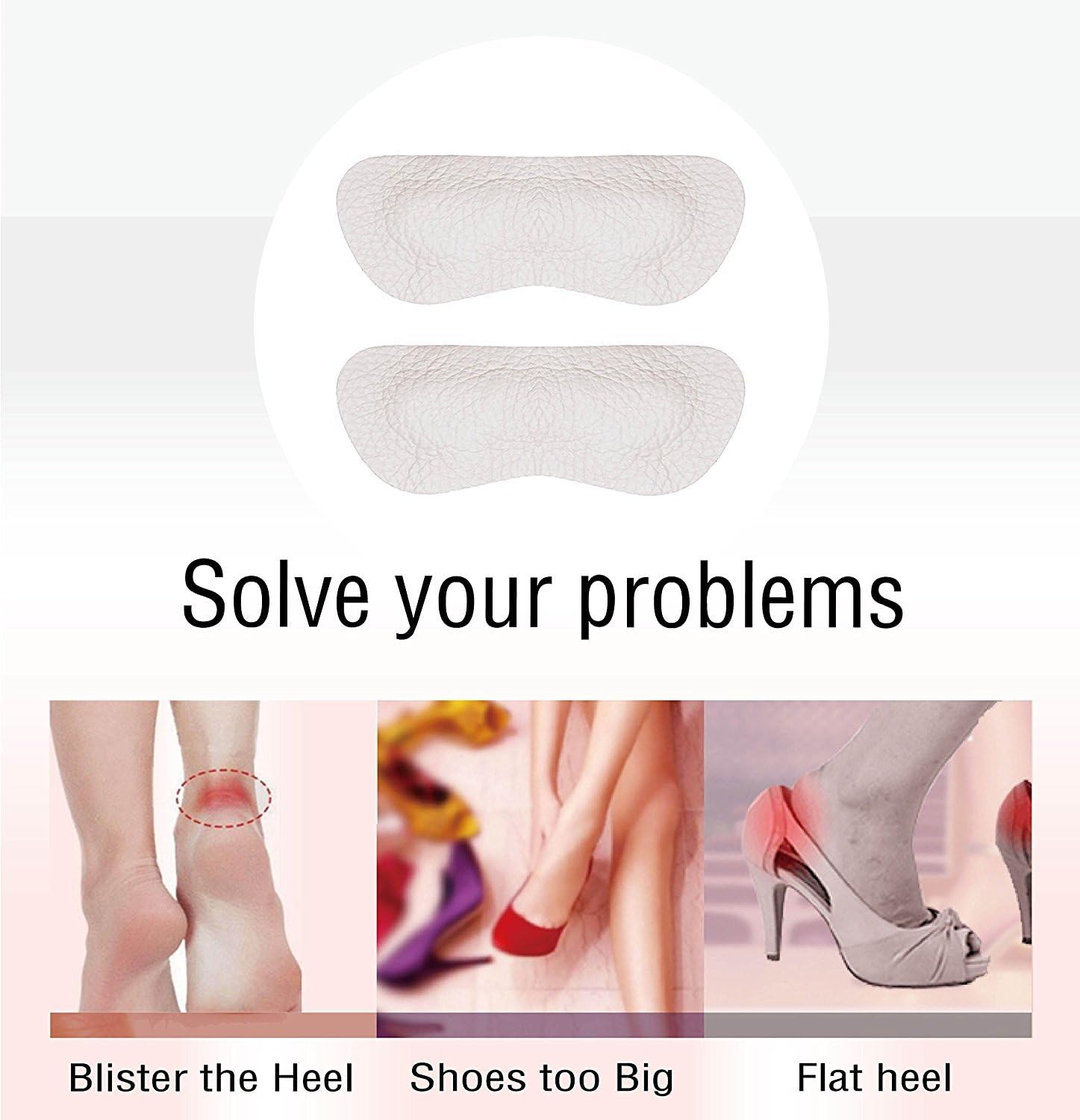 CAREOR 5 works Leather Heel Grips Liners, Shoe Inserts for Women and Men Act as a Heel Cushion - Image 4