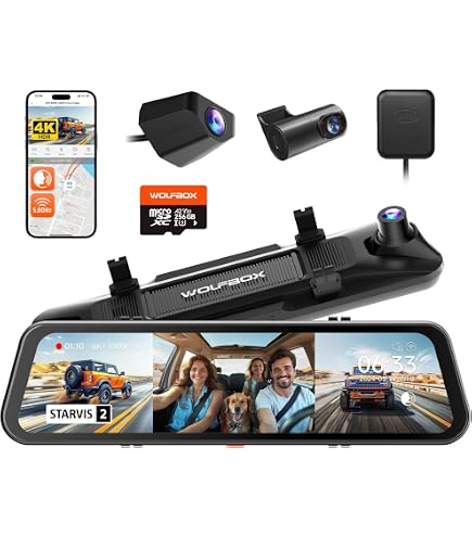 Amazon.com: WOLFBOX G900 Rear View Mirror Camera, Mirror Dash Cam