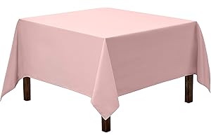 Gee Di Moda Square Tablecloth - 52 x 52 Inch Pink Table Cloth for Small Square or Round Tables - Heavy Duty Washable Fabric - for Buffet Table, Holiday Party, Dinner, Wedding & Baby Shower