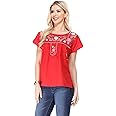 unik Women Traditional Puebla Mexican Embroidered Blouse
