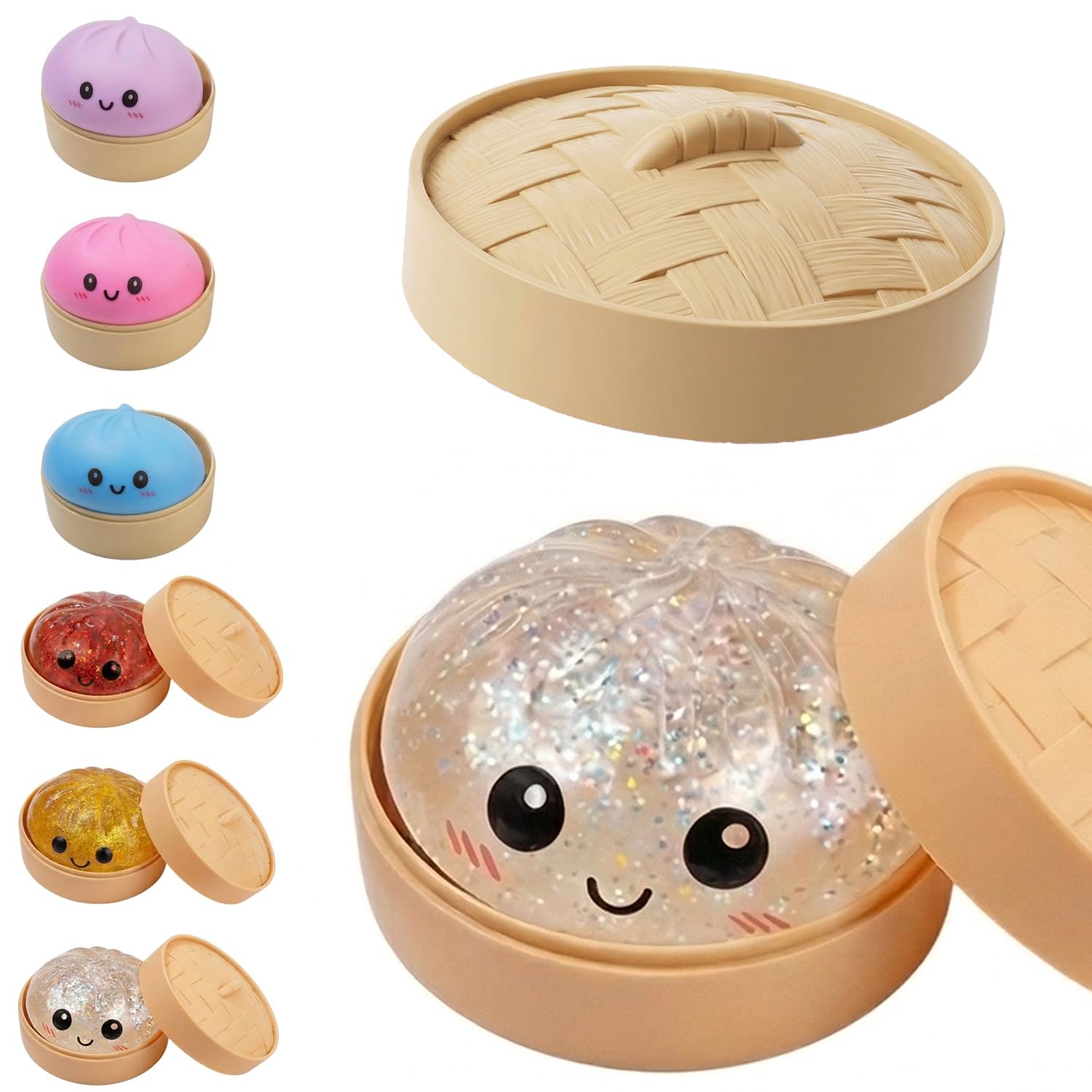 Photo 1 of Dumpling Squishy, Dumpling Squishy Mystery Box, Glitter Dumplings Mystery Box, Colorful Dumplings Stress Balls Fidget Sensory Toy, Easter Basket Stuffers Party Favors (Glitter Whitegold)