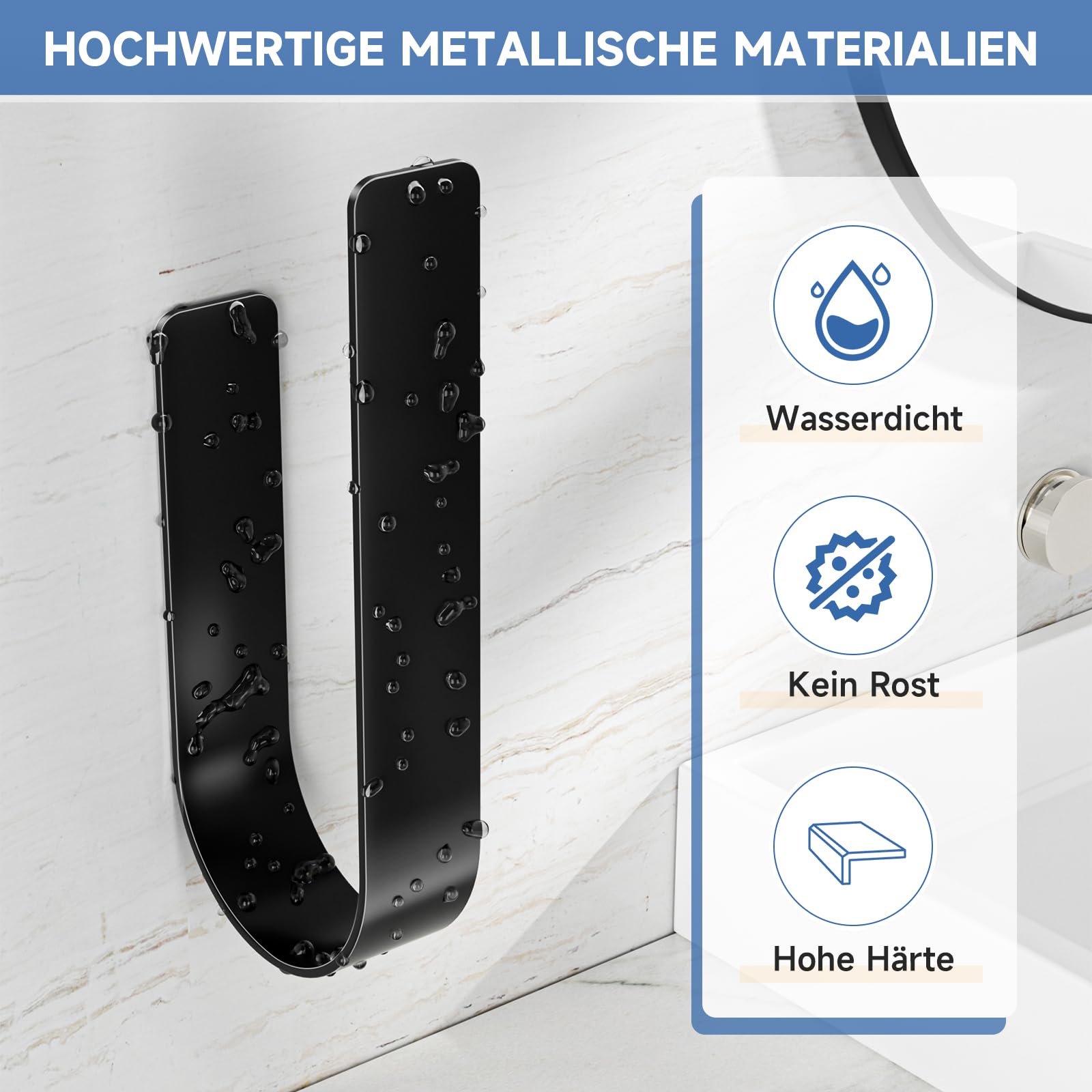 Toilettenpapier Aufbewahrung Schwarz, Selbstklebender Klopapier Aufbewahrung, Toilettenpapierhalter Ohne Bohren, Klorollenaufbewahrung Für 3 Rollen, Ersatzrollenhalter Toilettenpapier 6