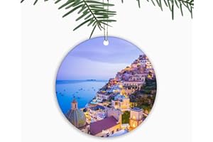 BICUP Italy Christmas Ornaments The Costiera Amalfitana Souvenir,Xmas Tree Hanging Ornaments Ceramic Keepsake