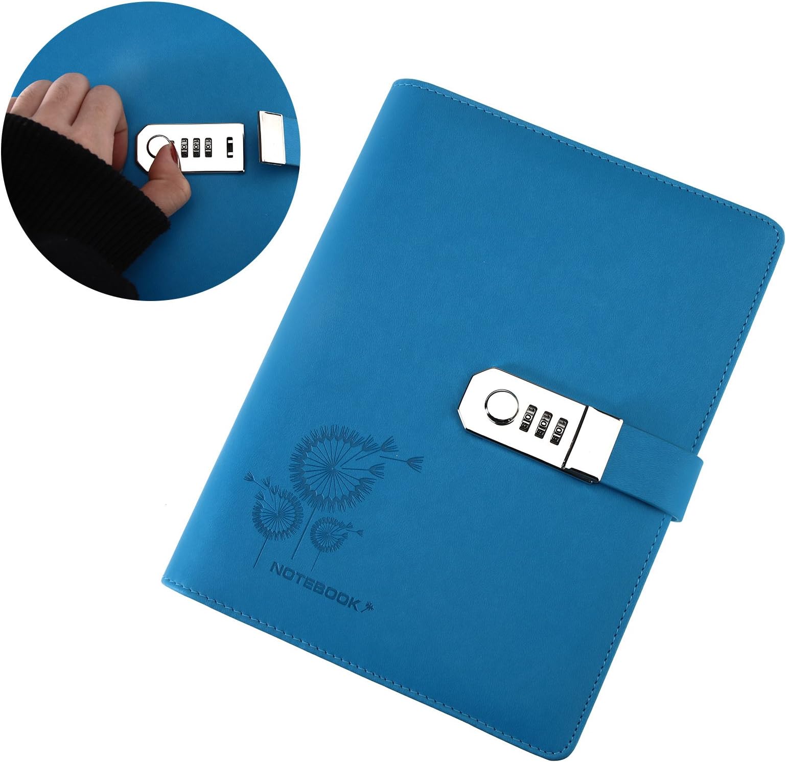 Micro Trader Creative Journals Notebook Diaries PU Leather A5 Writing Notebook with Password Lined Lock Secret Diary Kids