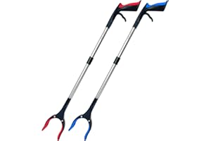 HPr-HPi 2-Pack Reacher Grabber Tool, Foldable Trash Picker Grabber, Trash Gripper, Garden Nabber, Litter Picker, Extended Grabber（Red/Blue)