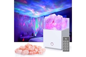 BOIROS Salt Lamp Galaxy Projector 2 in 1, Night Light Star Projector Dimmer Base Match Himalayan Crystal Salt Rock, Remote Adjustable 7 Modes Galaxy Light for Teen Kids Girl Baby Room Home Decor