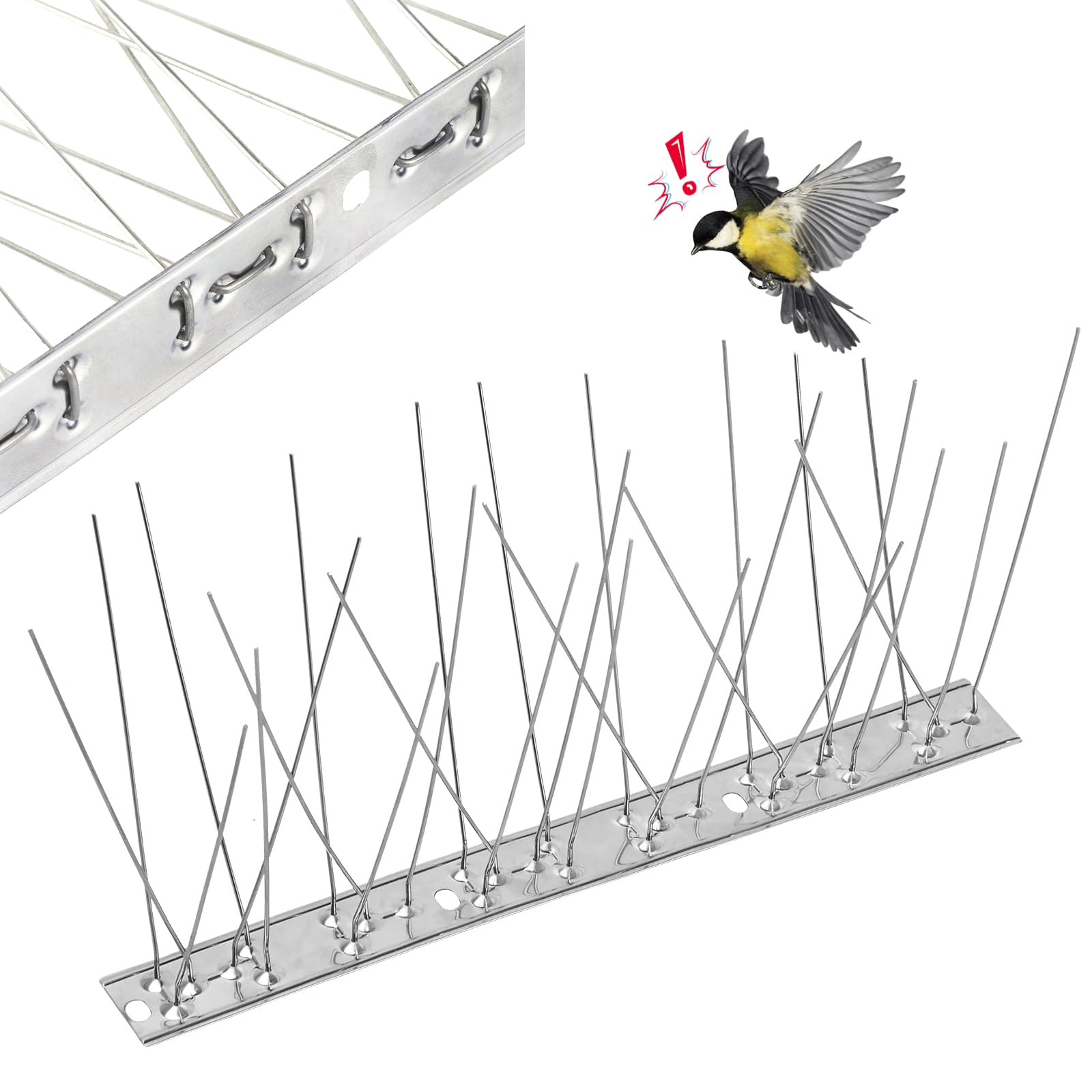 Ieron 10Pcs Pigeon Repellent Spikes, 25cm Stainless Steel Bird Spikes for Fence Wall Spikes, Garden Safety, Anti-Climbing, Balcony Roofs and Windows Bird Guard