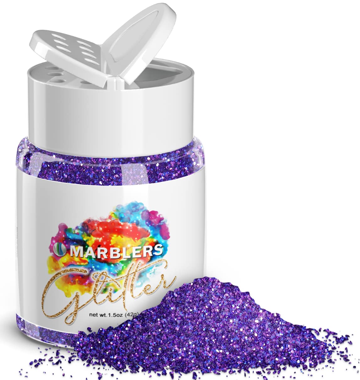 MARBLERS Twinkle Glitter [Pansy Purple] 1.5oz (42g) | Fine | Non-Toxic, Vegan, Cruelty-Free | Face, Body, Eyeshadow, Hair, Festival, Party Makeup | Nail Art, Polish | Resin, Tumbler, Slime, Craft — image 1