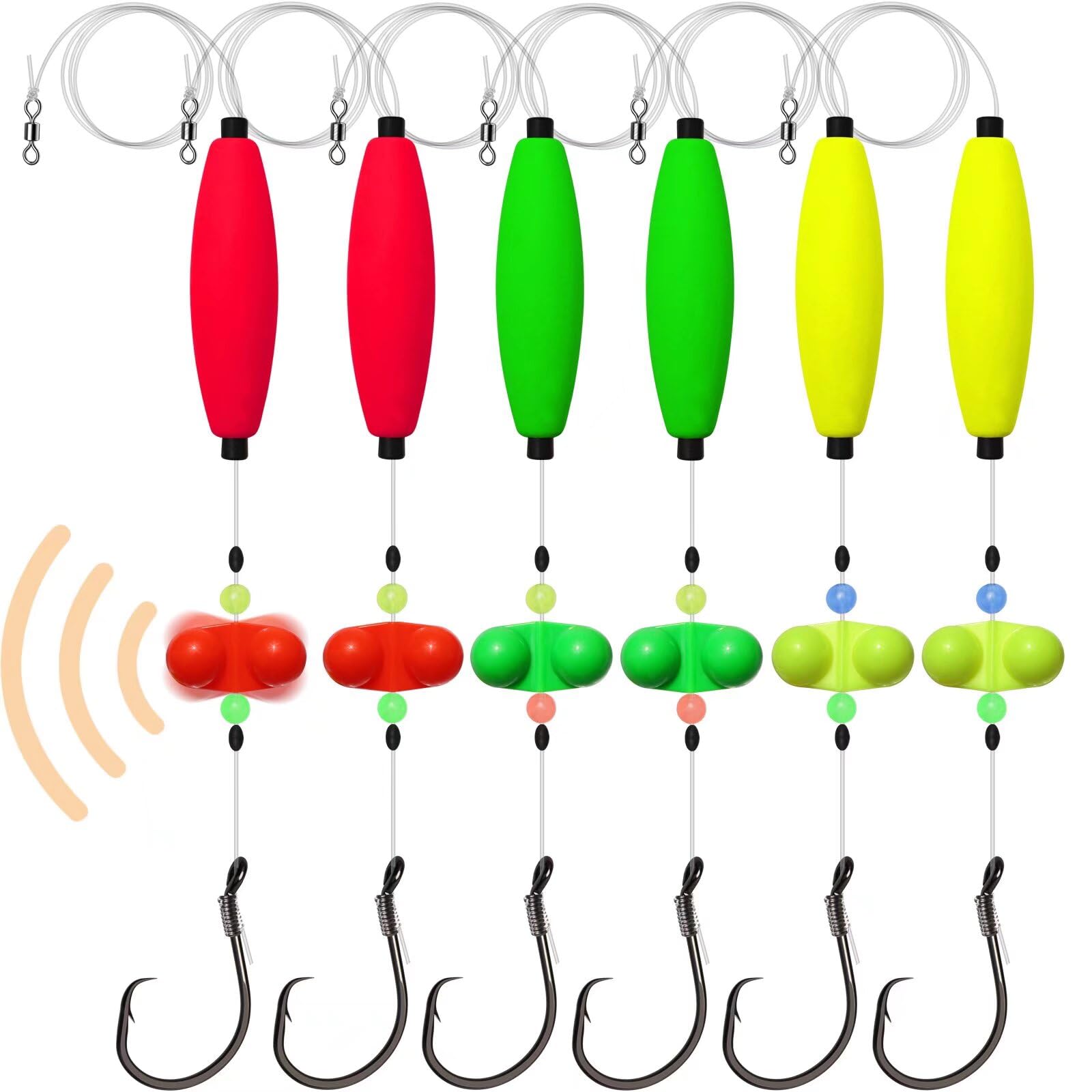 Dovesun Catfish Rigs Catfish Float Rigs 6PCS Catfishing Tackle Santee Rig Circle Hooks for Peg Floats Catfish 6/0 Hooks