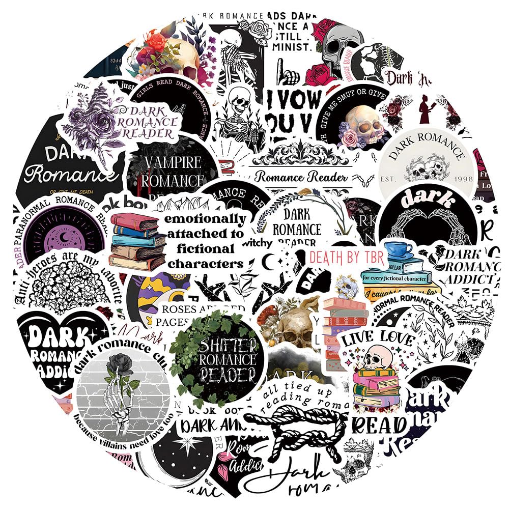 50 Dark Romance Readers Stickers - Cute Waterproof Vinyl Stickers for Water Bottle, Laptop, Scrapbook, Journaling