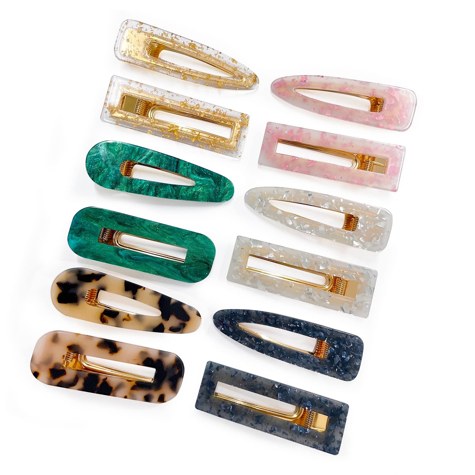 Photo 1 of Parcce 12 Pieces Acrylic Resin Marble Hair Clips Set, Decorative Pearls Hair Barrettes Sweet Decorative Bobby Pins Hairpin Headwear Hair Accessories Headwear for Women and Girls…