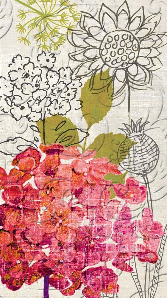 Sketch Floral Embossed Guest Towel Set of 15-8 x 5 Inches