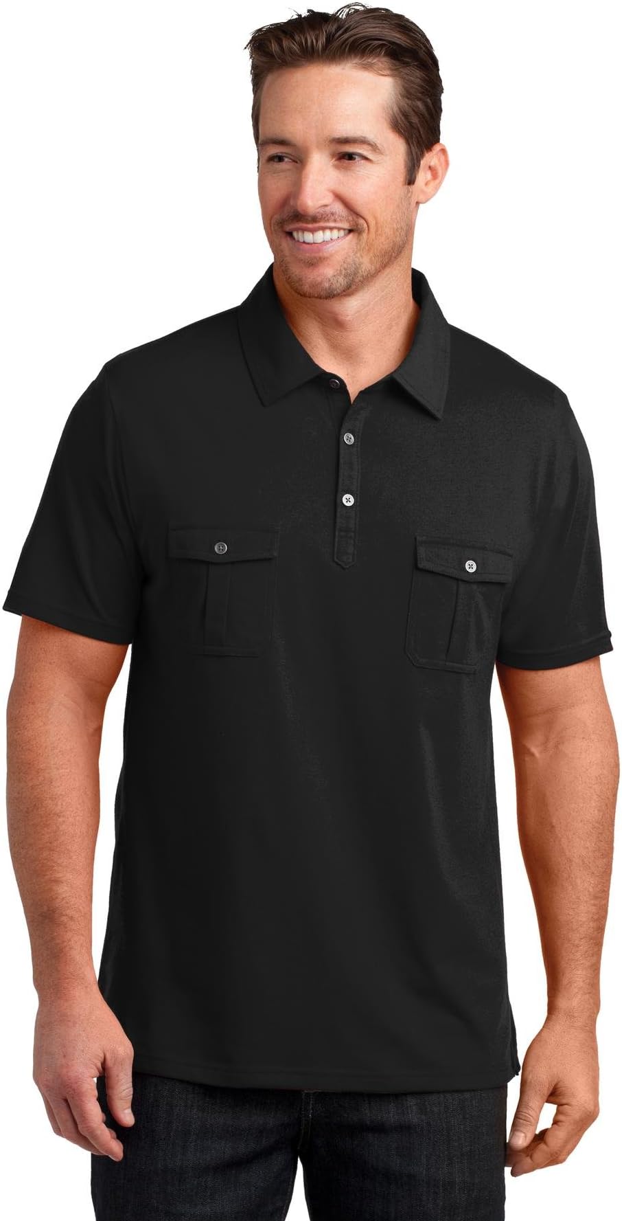 District Made Men's Jersey Double Pocket Polo