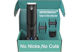 MOKEMAKE Men's Body Hair Trimmer - Electric Razor Shavers, Waterproof, IPX7, for Pubic Hair Trimming, with Charging Dock