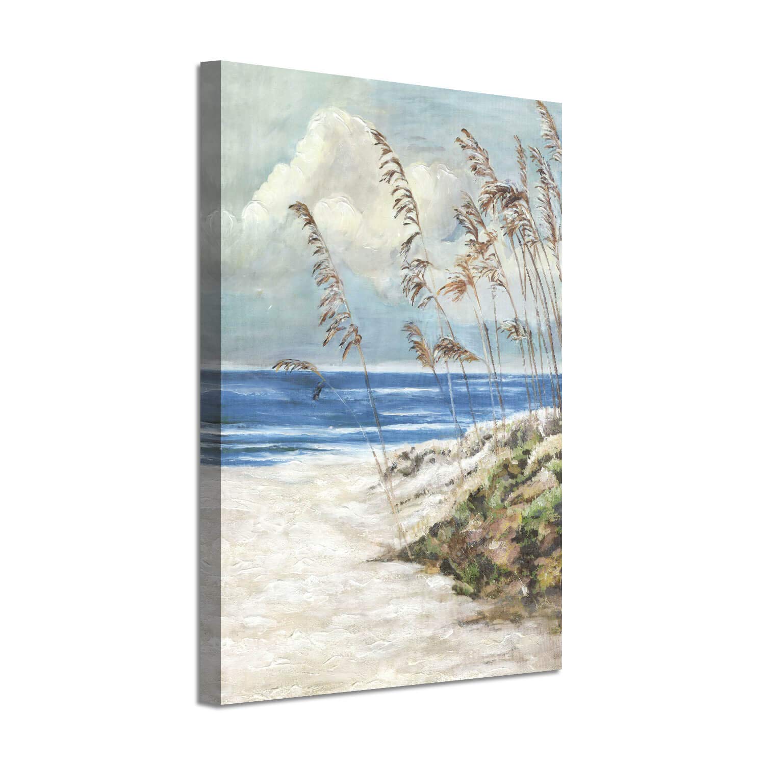 Abstract Beach Canvas Wall Art: Seaside Artwork Hand Painted Painting Picture for Wall (24"W x 36"H,Multi-Sized)