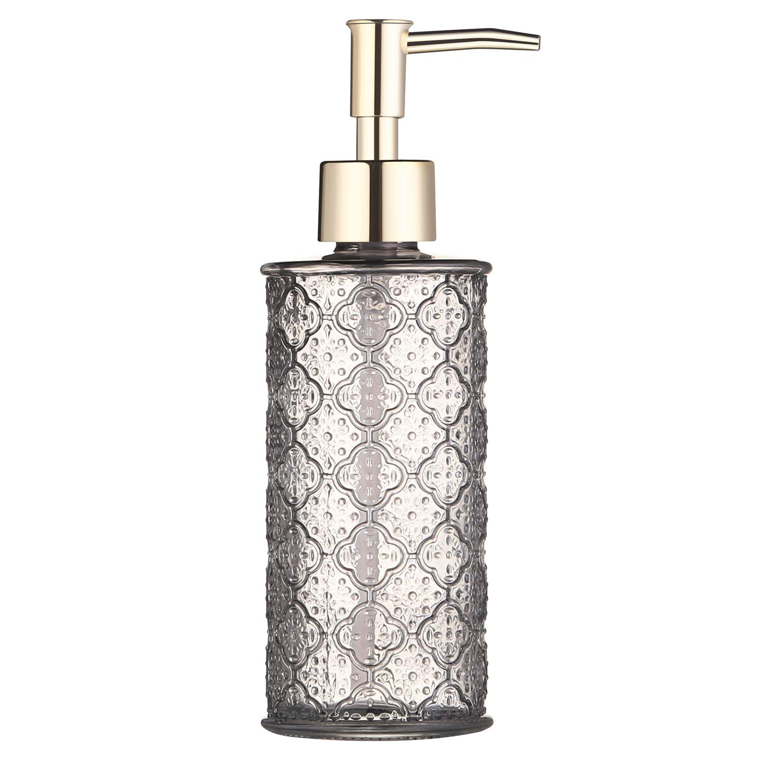 YunNasi Glass Soap Dispenser with Pump, Refillable Liquid Hand Soap Dish Soap Dispensers for Bathroom Counter, Kitchen Sink (Grey)