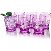 yongzhenlite Set of 6 Hammered Style 15-ounce/430ml Acrylic Glasses Plastic Tumbler,BPA Free,Dishwasher Safe (Purple)