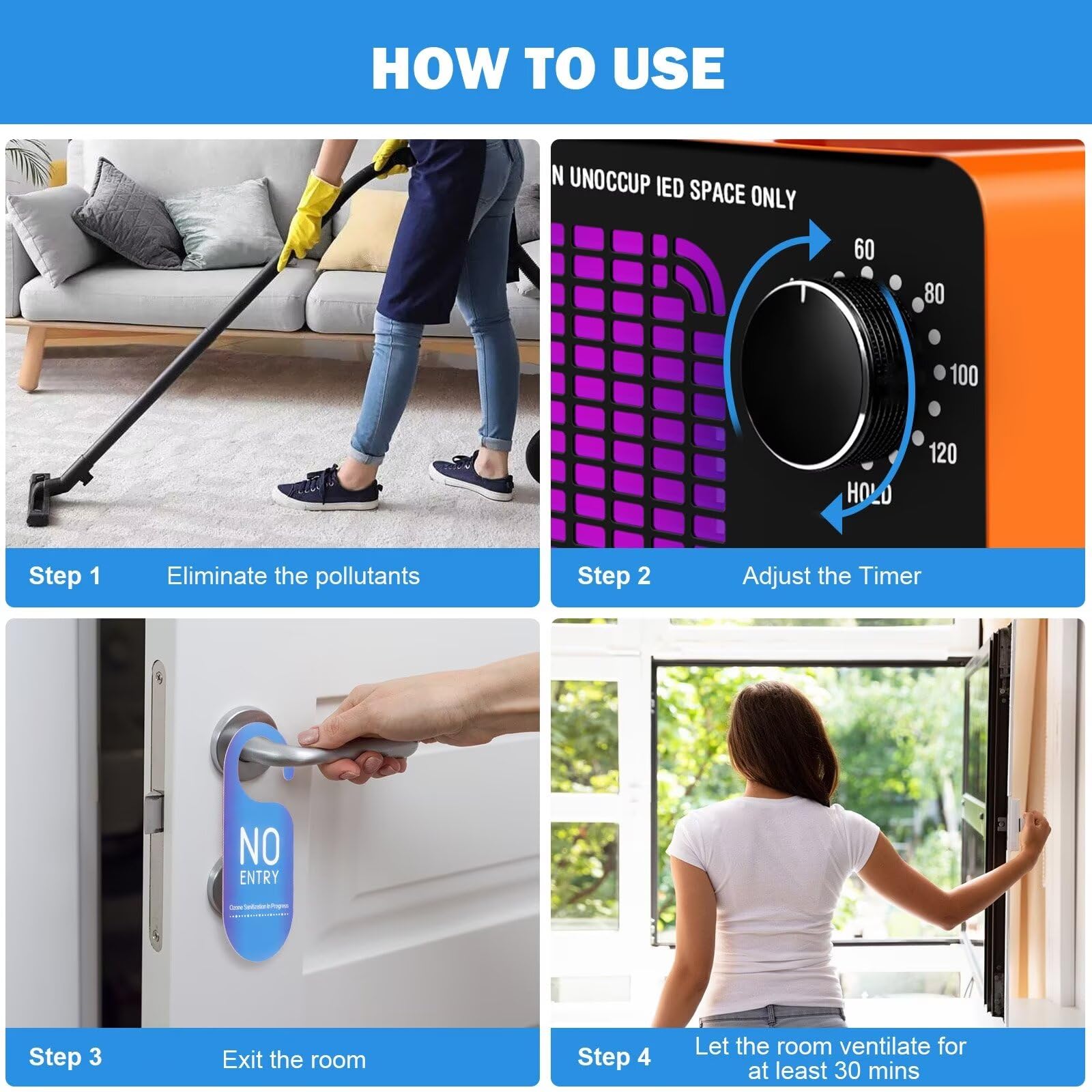Ozone Generator 80,000mg/h, Ozone Machine Odor Removal Ozone Odor Eliminator Ozonator Air Ionizer Deodorizer for Home/Car/Smoke/Pet Odor