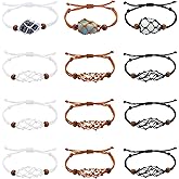 WEWAYSMILE 12Pcs Crystal Bracelet Holder Adjustable Stone Cage Cord Bracelet Crystal Cage Bracelet Holder for DIY Bracelet Making