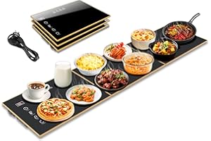 IKT Electric Warming Tray, Extra-Long 47.24'' x 11.81'' Glass Surface, 3-in-1 Warming Mat for Food, with 7 Temperature + 8-Hour Timer Settings, Modular Food Warmers for Parties Buffet for Catering