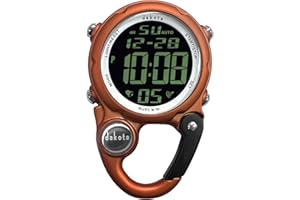 Dakota Digital Clip, Clip Watch, Alarm, Stopwatch, Timer and Dual Time Watch, Outdoor Gifts for Men and Women, Use for Fishin