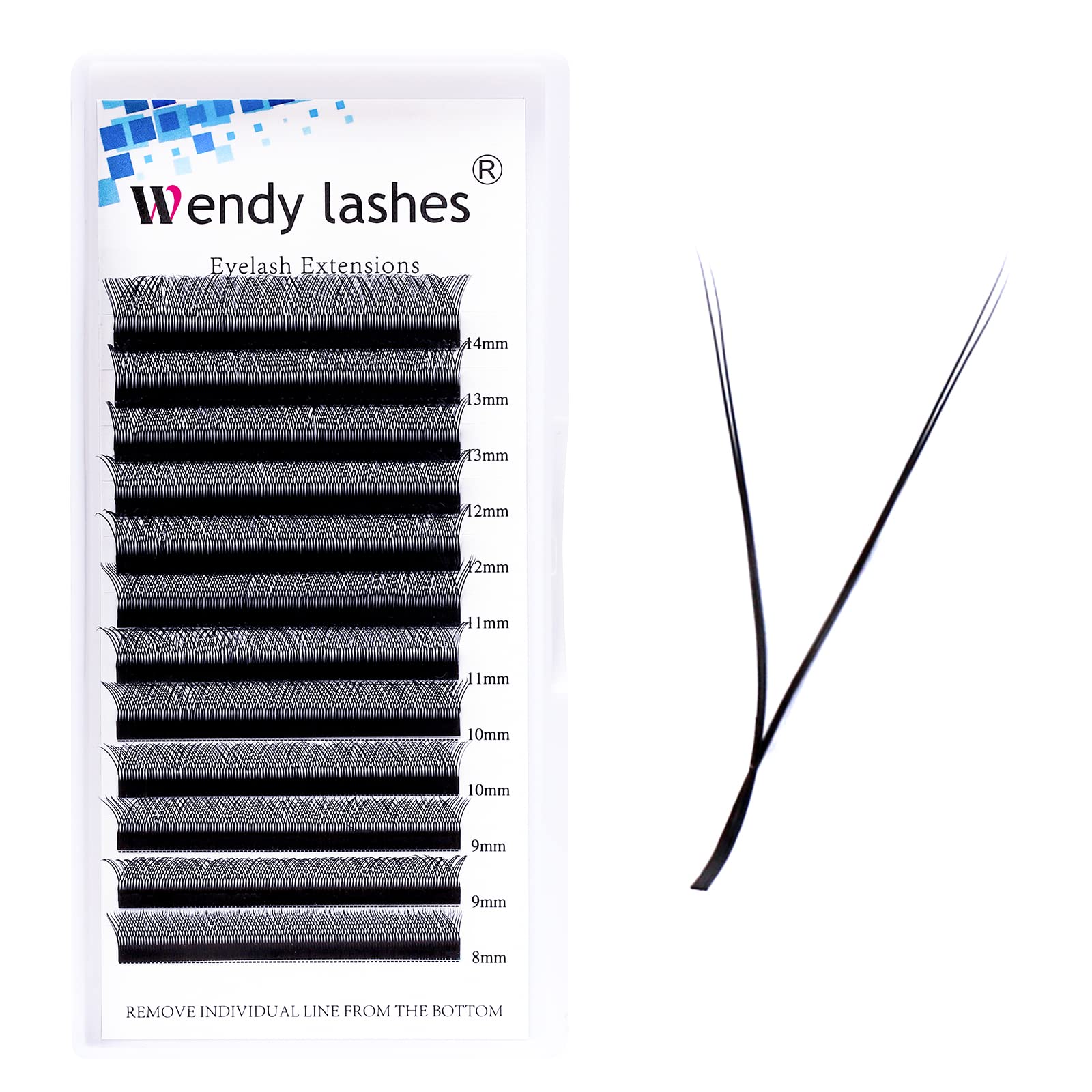 YY Lashes 0.07mm C Curl 8-14mm Eyelash Extensions Mixed Tray Y-Shape Pre Made 2D Russian Volume Individual Lash Extensions(YY-0.07-C-8-14)