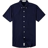 MUSE FATH Men's Casual Oxford Short Sleeve Regular Fit Chest Pocket Dress Shirt