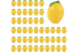 HUIANER Artificial Mini Lemons 50pcs Tiny Lemon Figurine Miniature Fake Lemon Decoration Simulation Fruit for Home Kitchen Ph