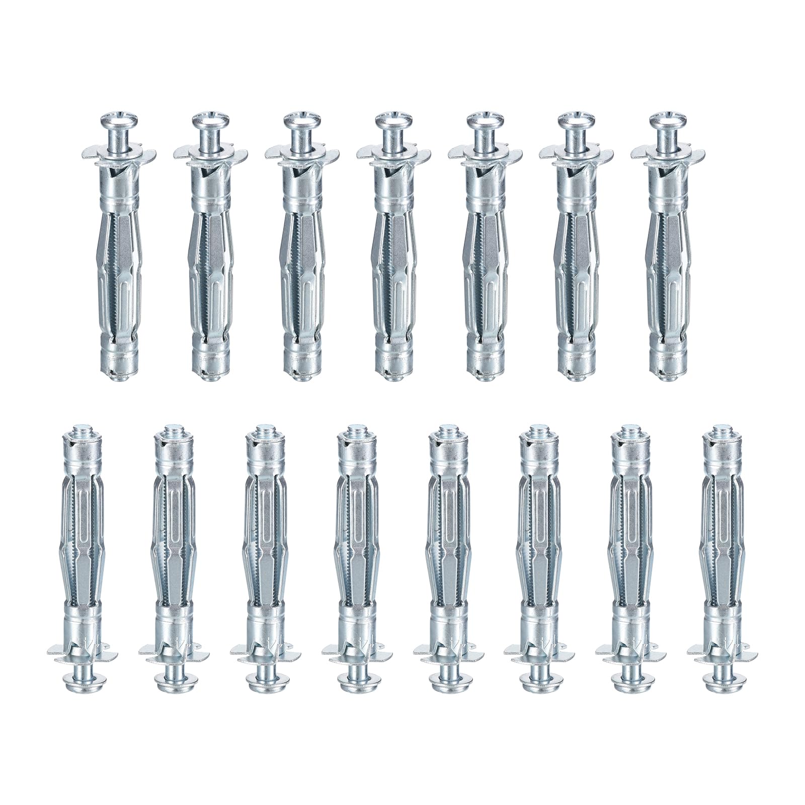 DTGN M5x52mm Hollow Wall Anchors - 15 Pack - Good for Hollow Wall Plaster Walls - Carbon Steel Hollow Drywall Anchors Screws, Silver