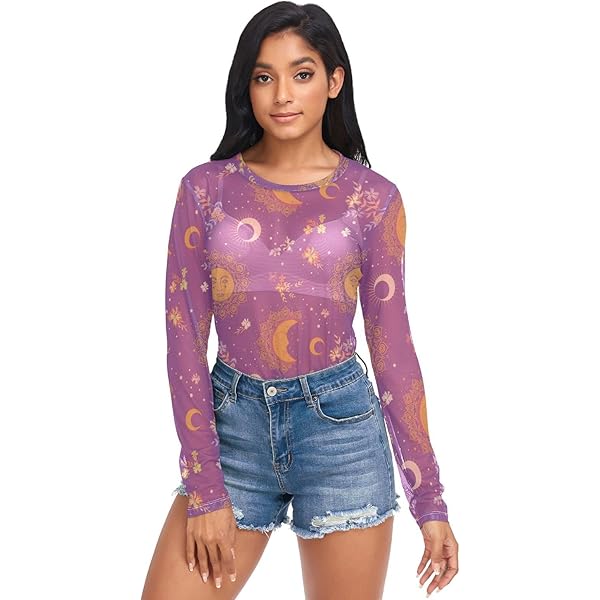 BOENLE Yellow Lemon Blue Leaves Long Sleeve Shirts for Women