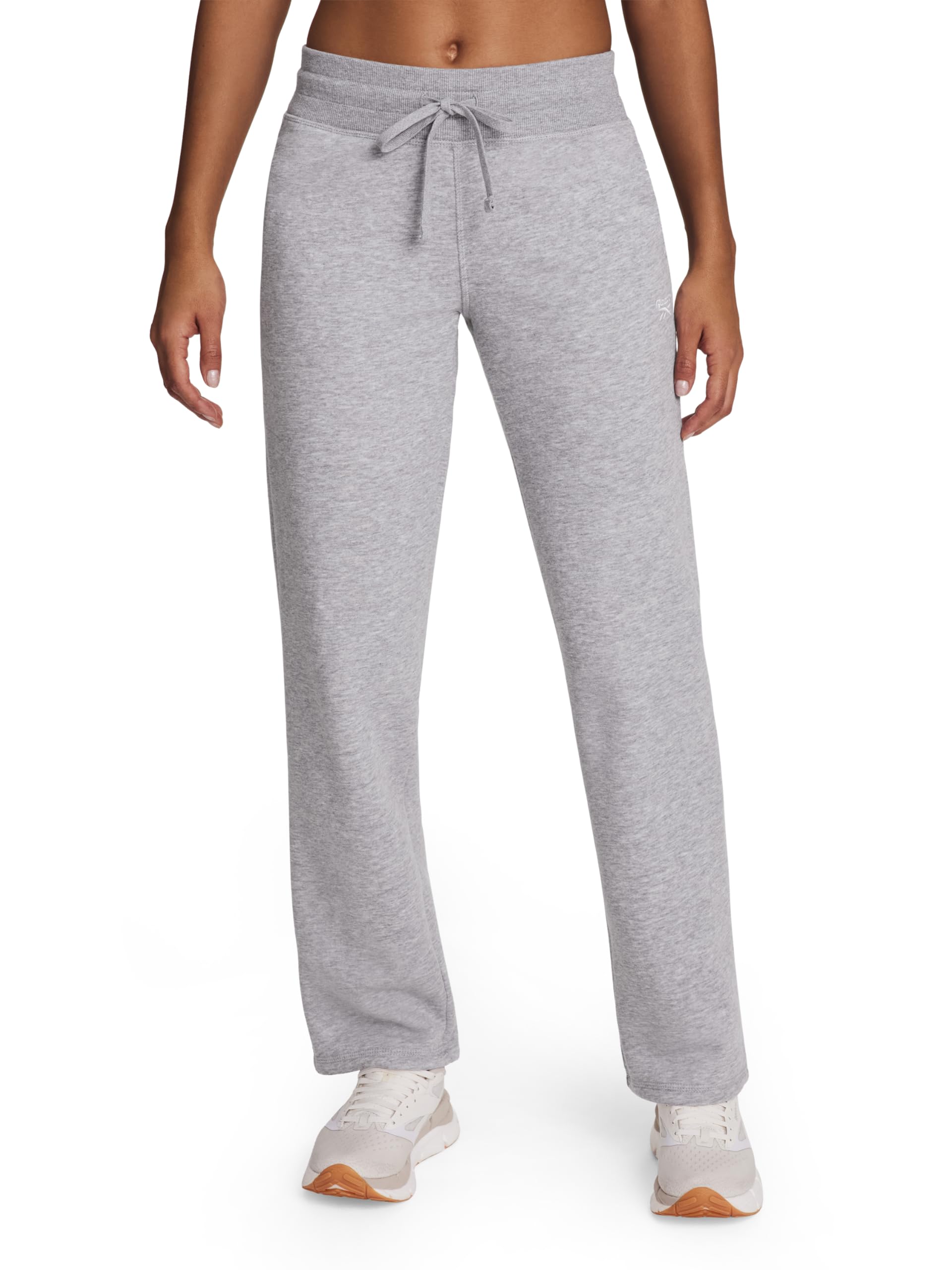 Reebok Women’s Cozy Classic Sweatpant, Standard Fit, 30” Inseam, Midweight Cotton-Poly Fleece Fabric, Grey Heather, Large
