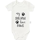 Eorjuek My Siblings Have Paws Bodysuits, Infant Boy Girl Newborn Cotton Romper Short Sleeve Jumpsuit Outfits 0-24 Months