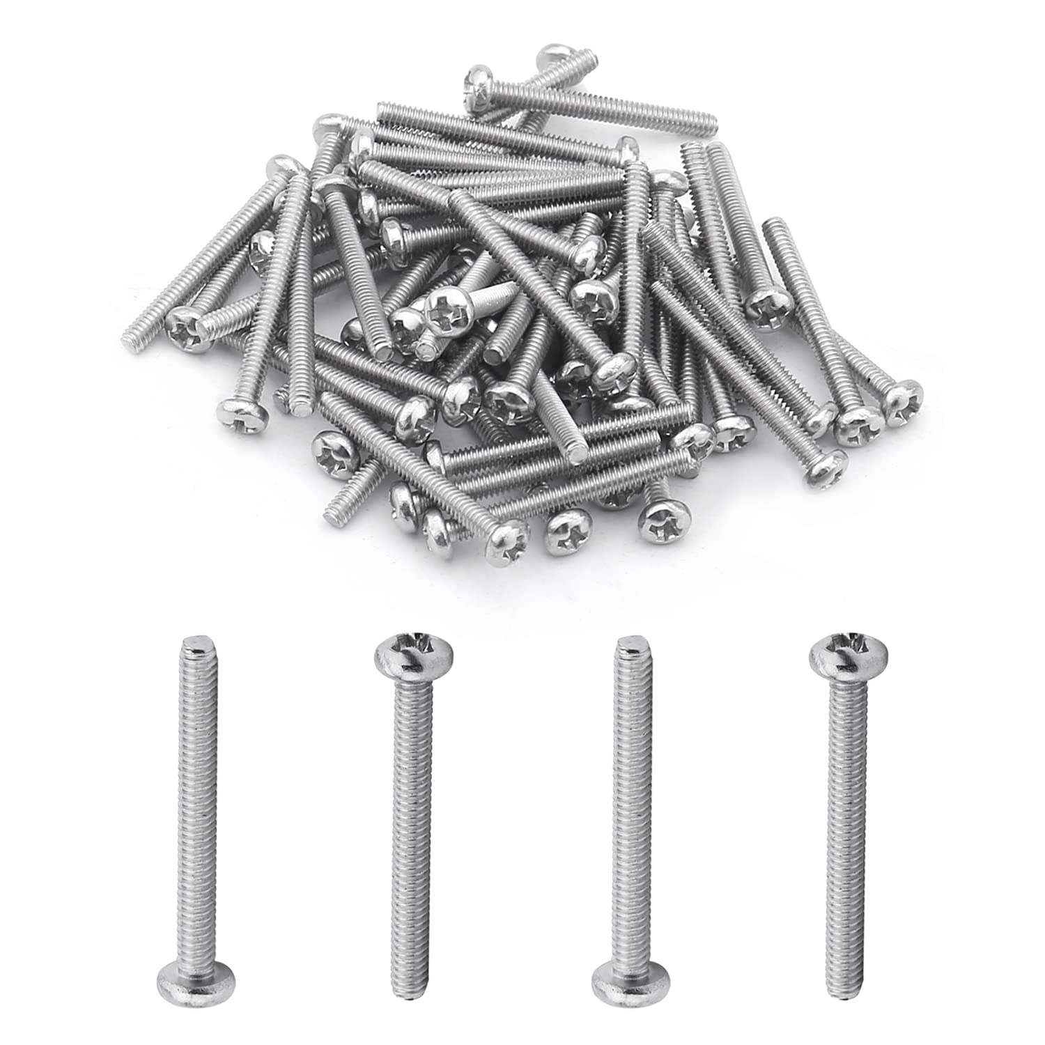 MroMax 100Pcs M2 x 18mm Pan Head Phillips Machine