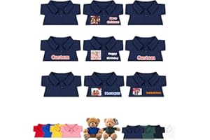 FAHOXUMR 9 Pcs Personalized Teddy Bear Clothes with Name Photo, Stuffed Animal Clothes for Teddy Bears Fit 8-16 inch Stuffed 