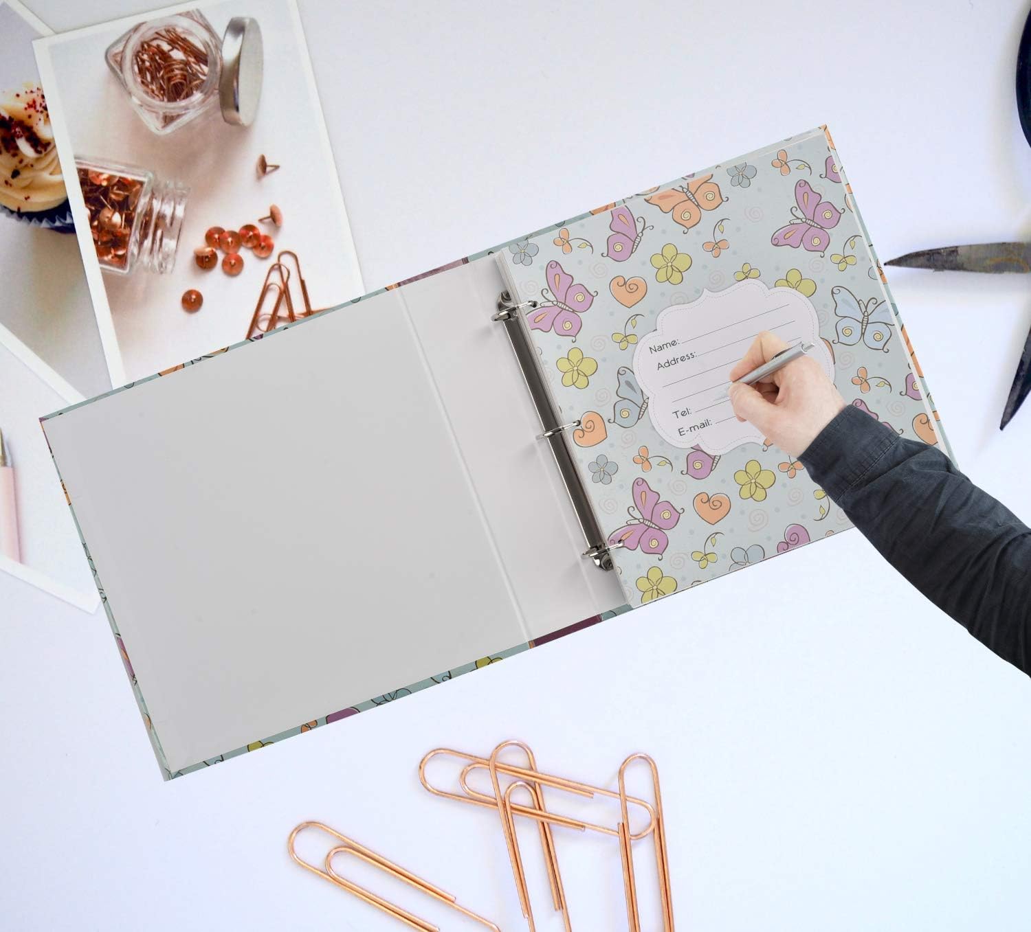 Arpan Large Slip In Pockets 3-Ring Binder Photo Album Holds 500 6x4" Photos Wedding, Baby Birthday (Butterfly) - Image 4