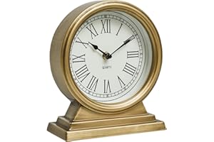 EMAX HOME Vintage Gold Mantle ClockTable for Living Room Decor Table Clock Decorative Battery Operated Table Top Shelf Clock