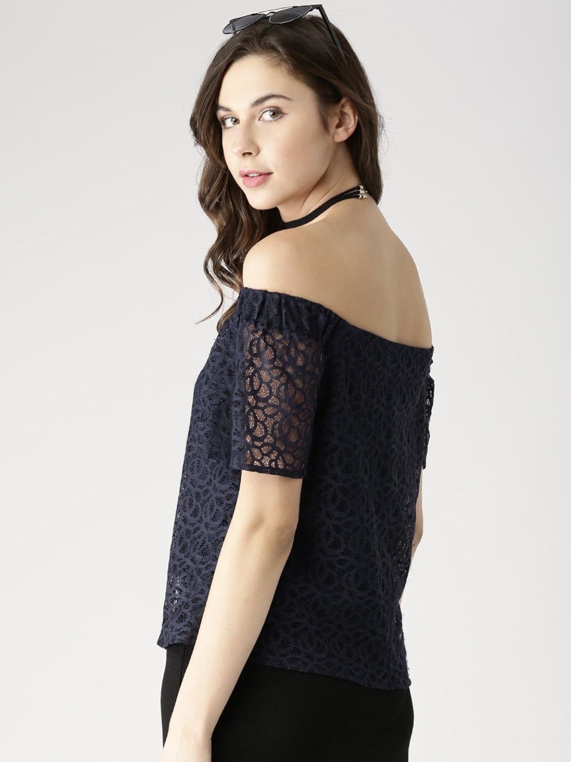 marie claire women's top (mc672--m, blue, medium)