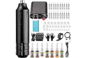 Solong Tattoo Pen Kit Rotary Gun Tattoo Machine Complete Tattoo Kit Professional with 20Pcs Cartridge Needles Tattoo Power Su