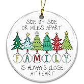Family Ornament 2025 Gifts for Women, Men, White Elephant Gift - Side by Side or Miles Apart Ornament Decorations for Family, Meaningful Holiday Keepsake Gift for Families, Friends, and Loved Ones