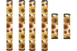 Garucesta Refrigerator Door Handle Covers Set of 6 Kitchen Electrical Appliance Decor Handles Waterproof Washable Fridge Microwave Dishwasher Door Cloth Protector, Sunflower Pattern