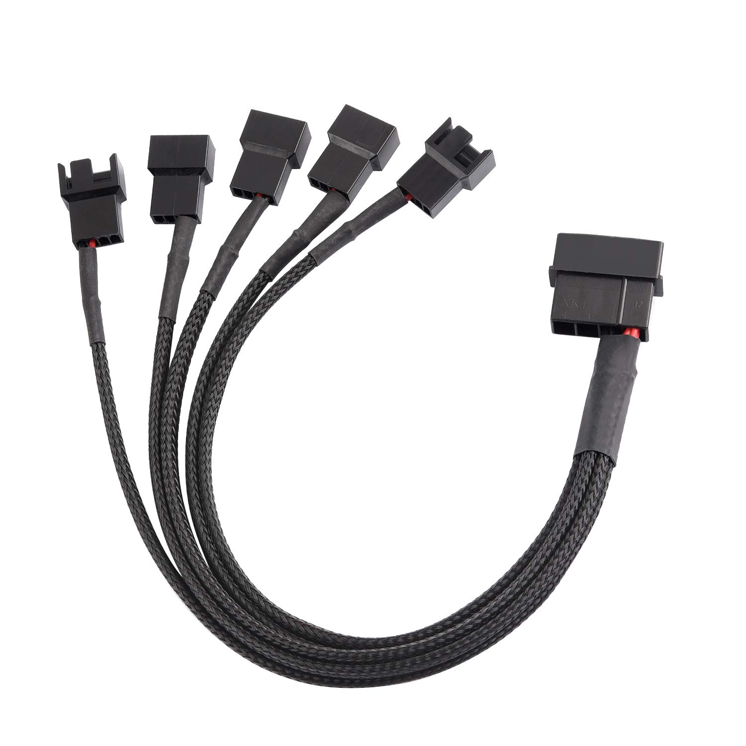 Yiesing 4 Pin Molex to 5 x 3 Pin/4Pin PMW 12V PC Case Fan Power Adapter Cable, 3-Pin or 4-Pin (PWM Connector) to Molex Computer Cooling Fan Splitter Y Power Cable