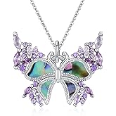 Zhi Kexin Butterfly Necklace 925 Sterling Silver Opal Necklaces for Women Pretty Purple Butterfly Pendant Jewelry Gifts for Her Girls